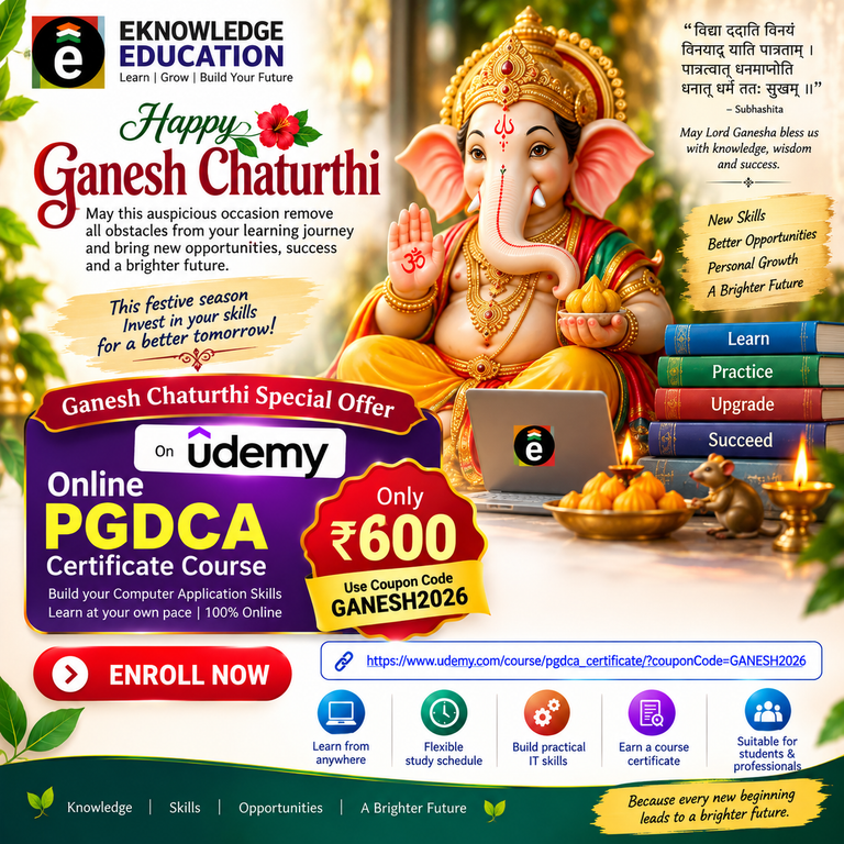 GANESH CHATURTHI SPECIAL OFFER  PGDCA  ₹600
